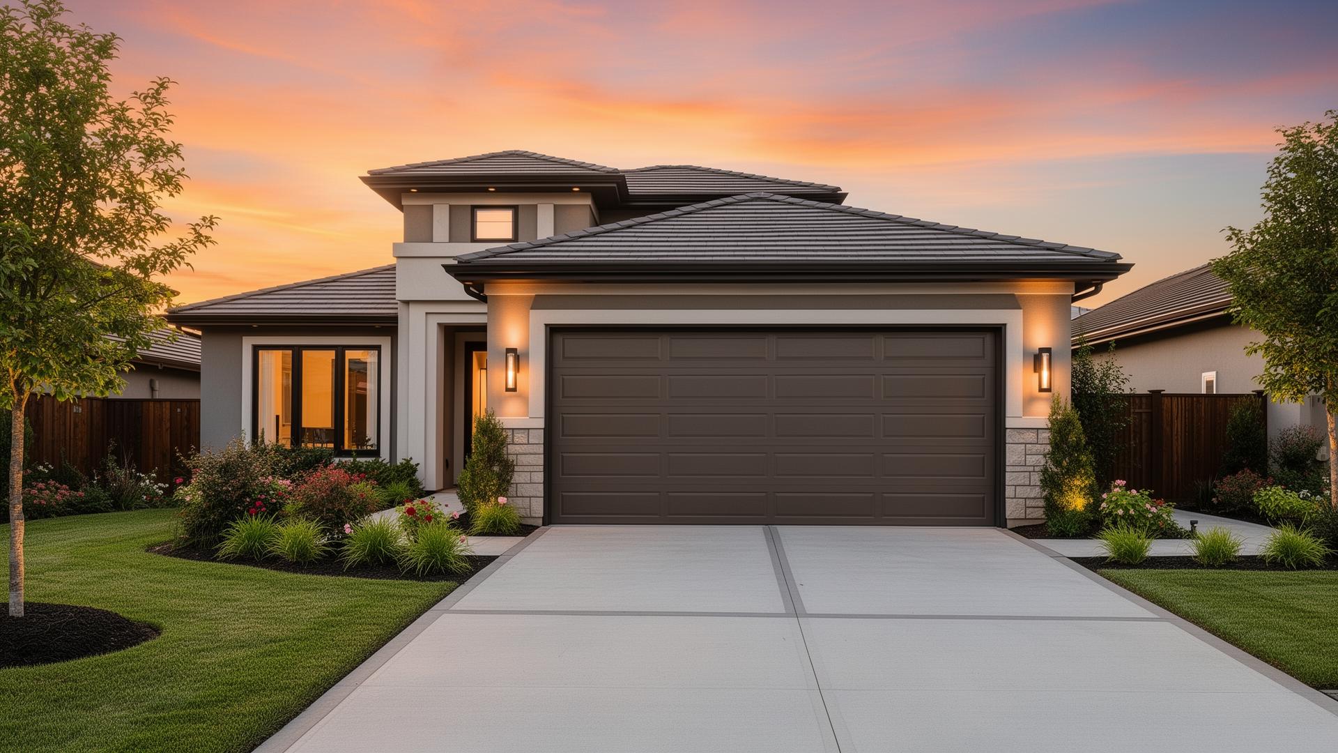 Professional aluminum garage door on modern home